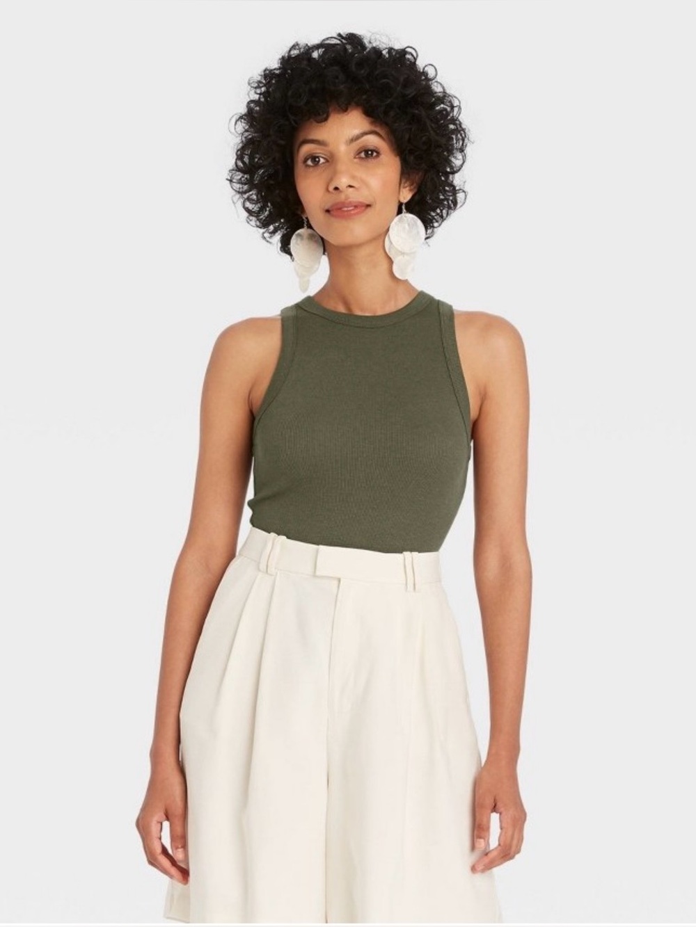 Bundle of Women’s Slim Fit Ribbed Crew Neck Tank Tops